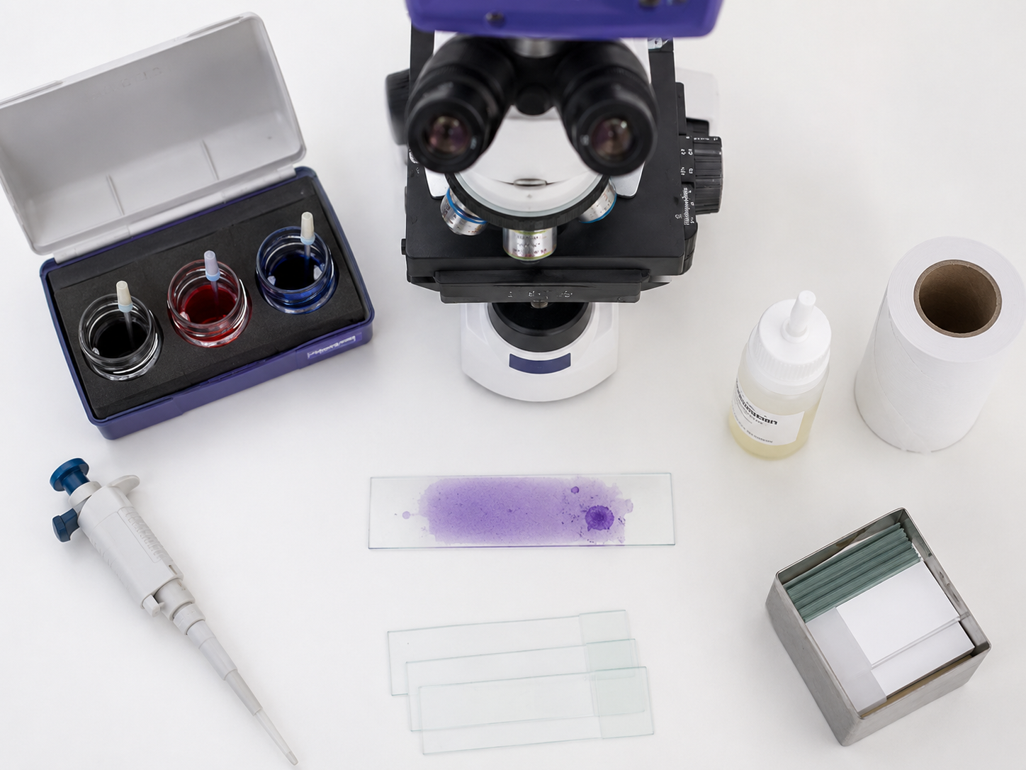 Veterinario usando microscopio
